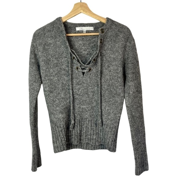 Lovers + Friends Gray Lace Up Wool Pullover Sweater XS - Picture 3 of 6